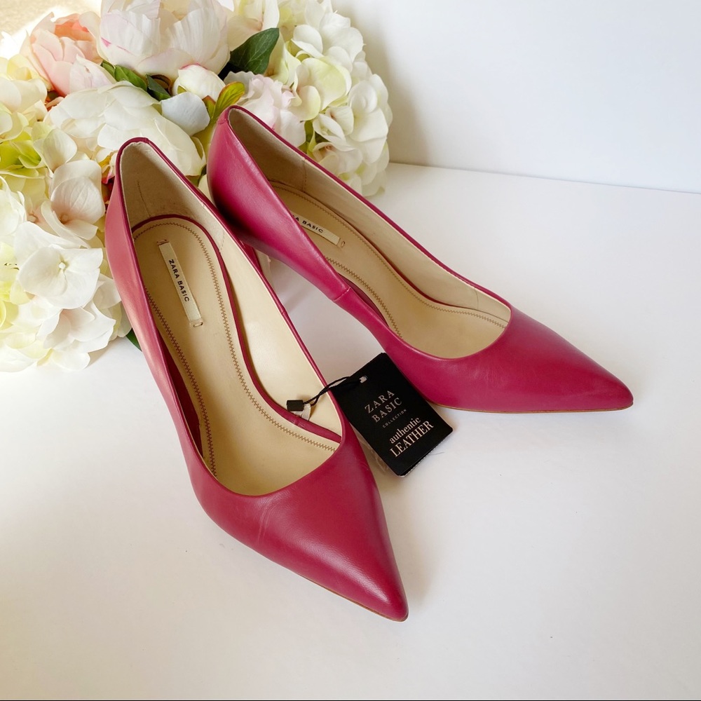 Zara Fuchsia Leather Heels